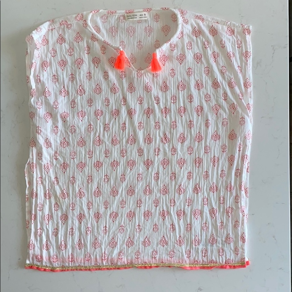 Zara Kids Beach Coverup with Neon Orange Tassle
